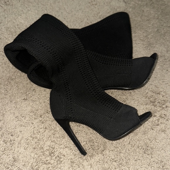Open Toe Stiletto Heel Sock Boots - Picture 2 of 5